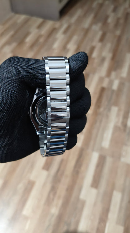 FOSSIL  Premium Automatic Skeleton Mechanical Watch – Silver Stainless Steel