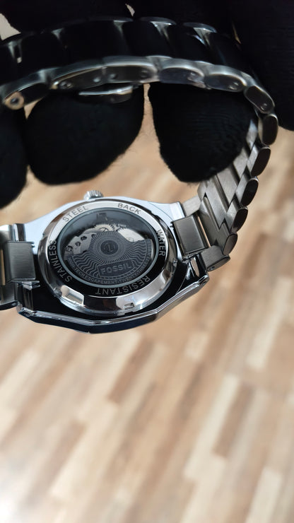 FOSSIL  Premium Automatic Skeleton Mechanical Watch – Silver Stainless Steel