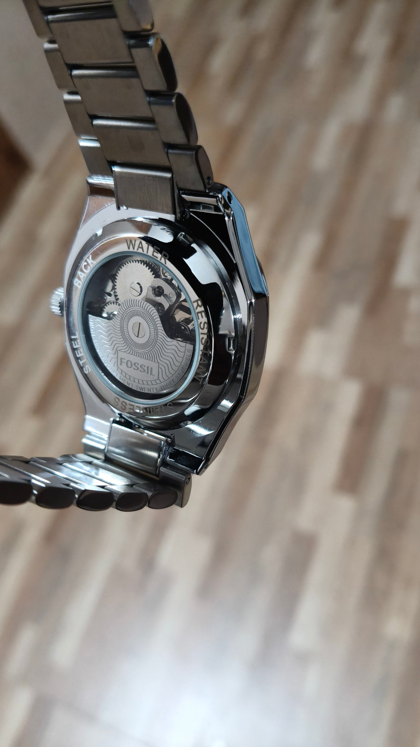 FOSSIL  Premium Automatic Skeleton Mechanical Watch – Silver Stainless Steel