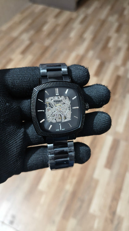 FOSSIL  Premium Black Automatic Skeleton Watch – Luxury Stainless Steel Timepiece