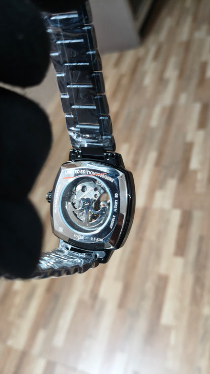 FOSSIL  Premium Black Automatic Skeleton Watch – Luxury Stainless Steel Timepiece