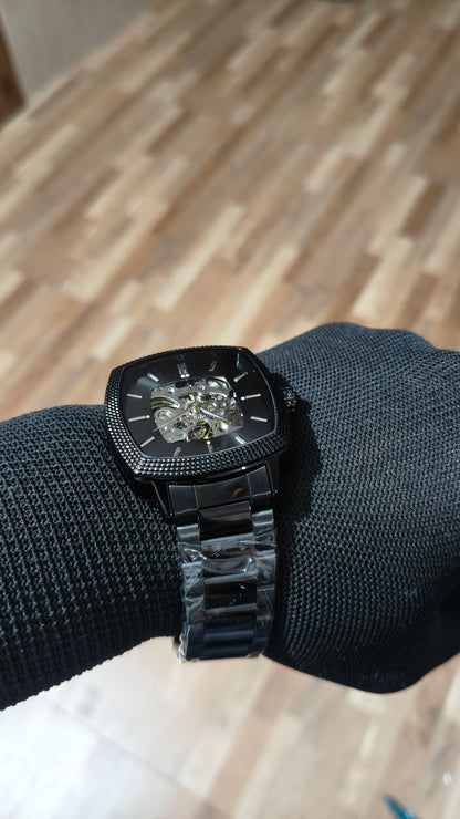 FOSSIL  Premium Black Automatic Skeleton Watch – Luxury Stainless Steel Timepiece