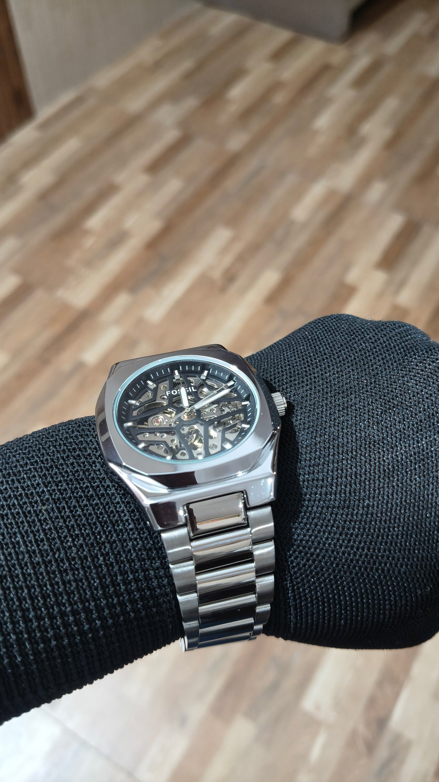 FOSSIL  Premium Automatic Skeleton Mechanical Watch – Silver Stainless Steel