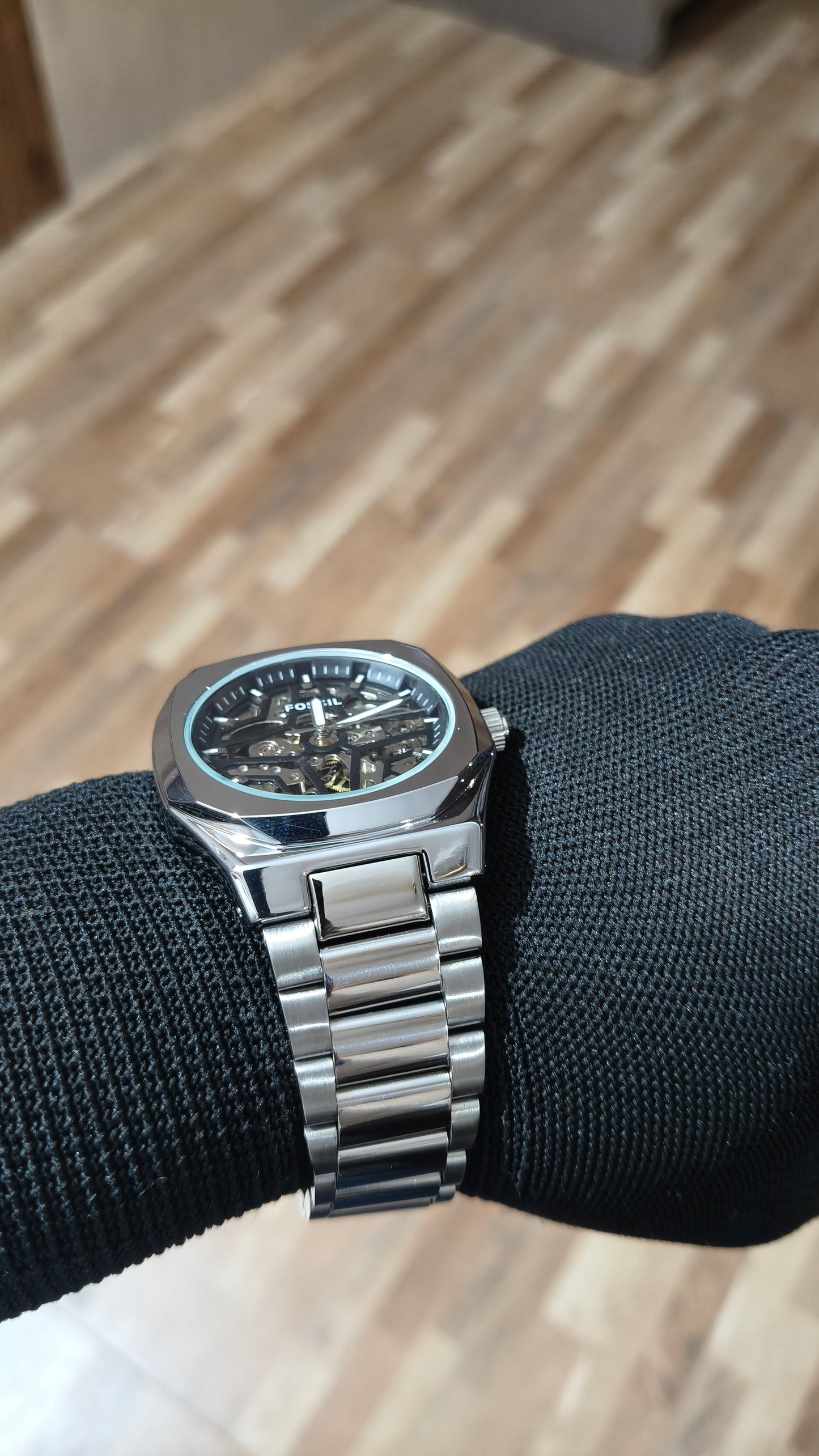 FOSSIL  Premium Automatic Skeleton Mechanical Watch – Silver Stainless Steel