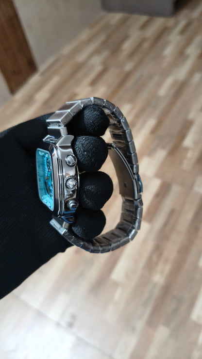 FOSSIL Premium Sky Blue Analog-Digital Multifunction Watch – Stainless Steel