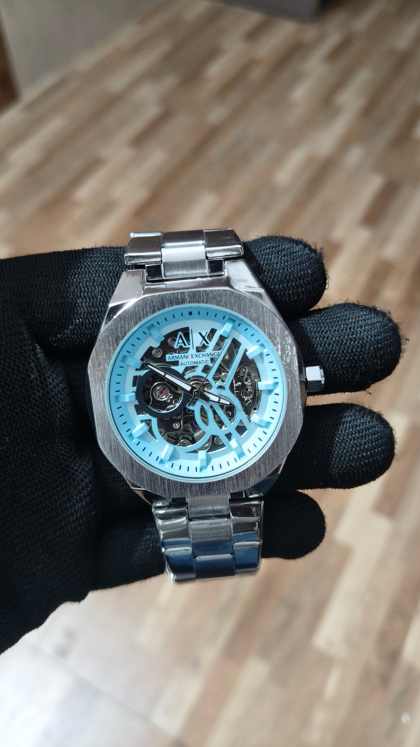 ARMANI EXCHANGE Premium Automatic Skeleton Watch – Stainless Steel Luxury Timepiece