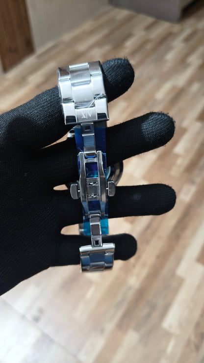 ARMANI EXCHANGE Premium Automatic Skeleton Watch – Stainless Steel Luxury Timepiece