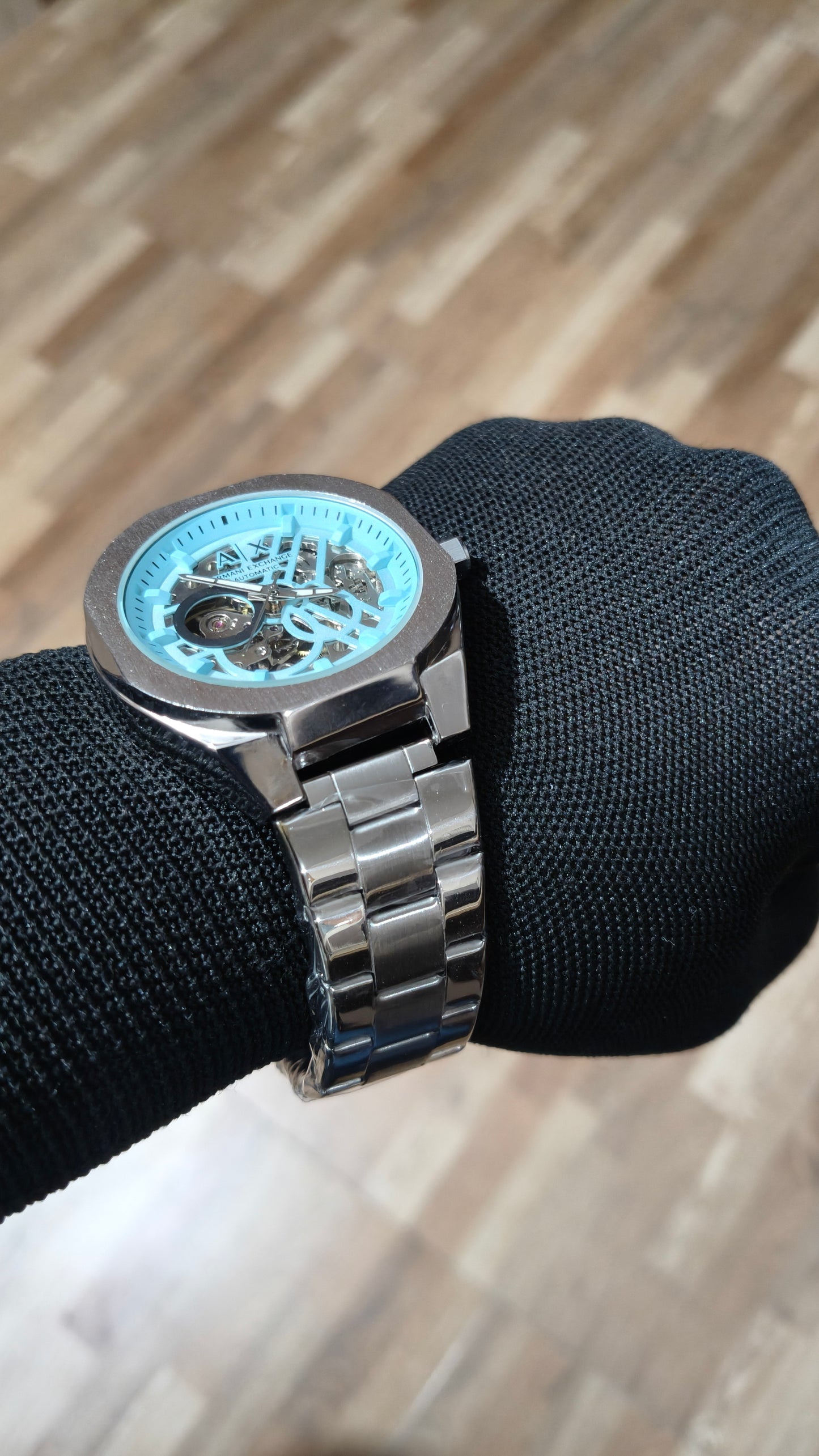 ARMANI EXCHANGE Premium Automatic Skeleton Watch – Stainless Steel Luxury Timepiece