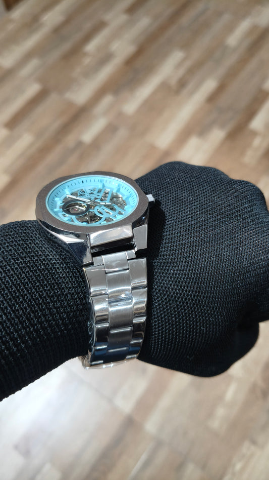 ARMANI EXCHANGE Premium Automatic Skeleton Watch – Stainless Steel Luxury Timepiece