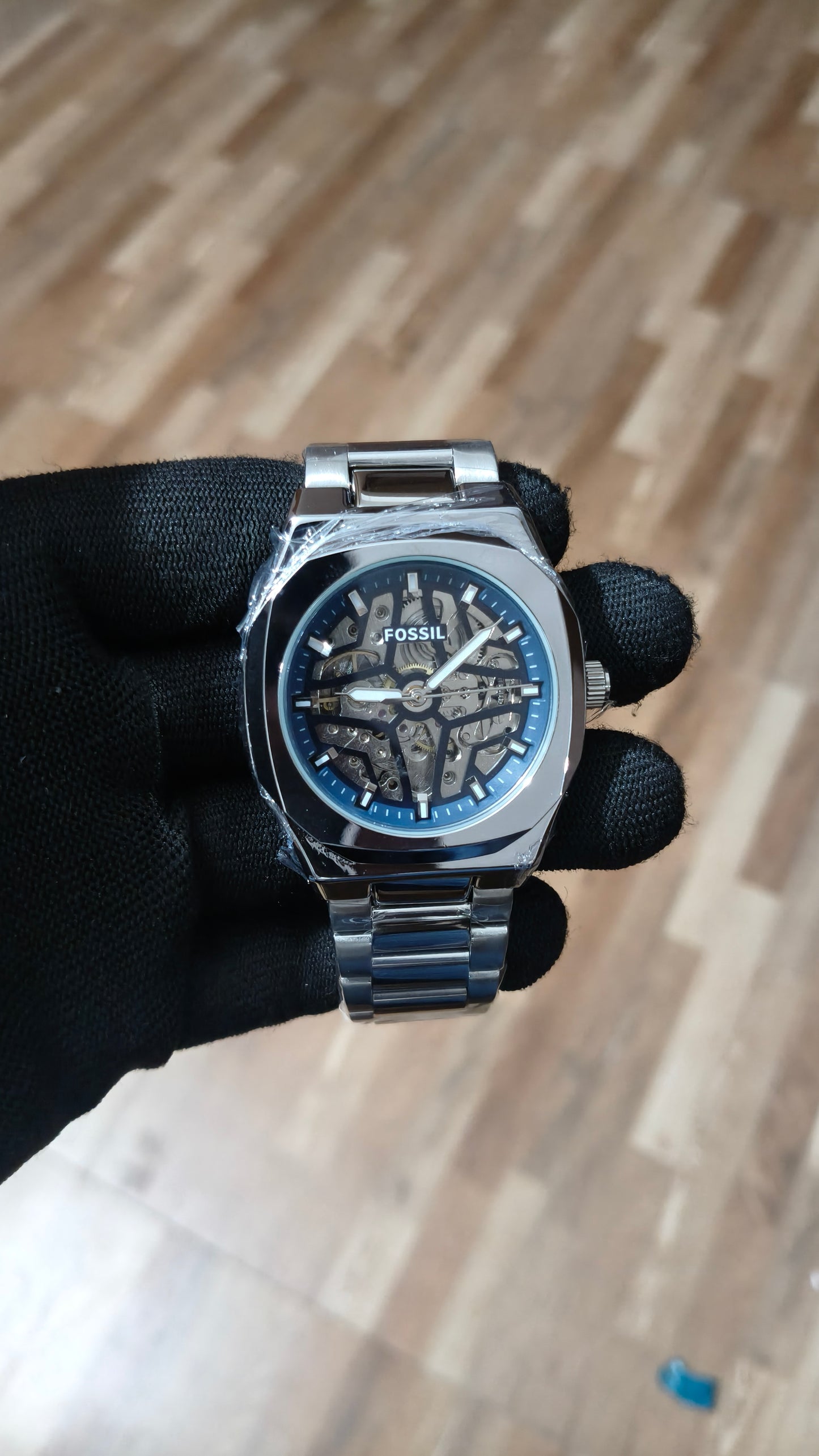 FOSSIL  Premium Automatic Skeleton Mechanical Watch – Silver Stainless Steel