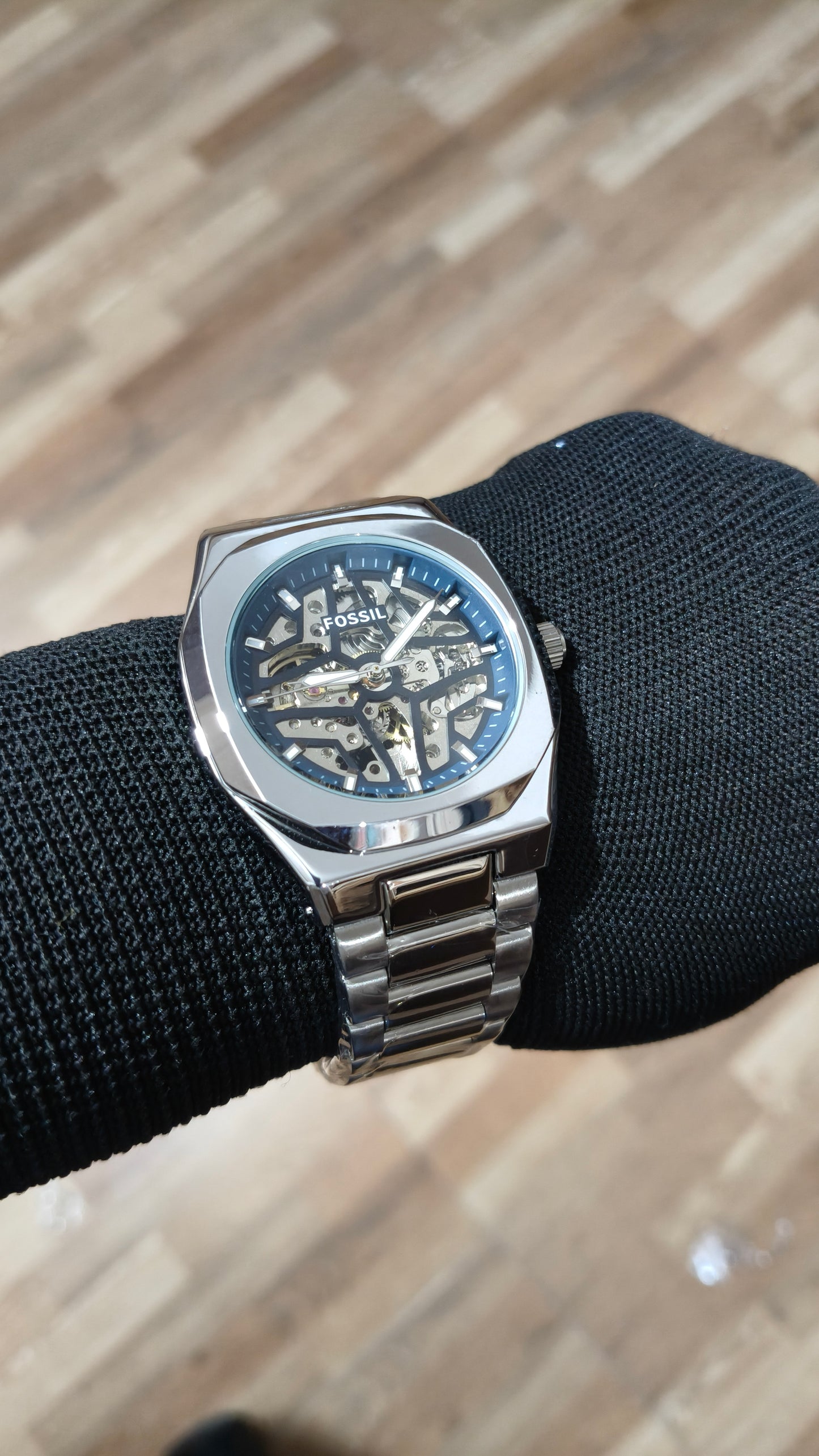 FOSSIL  Premium Automatic Skeleton Mechanical Watch – Silver Stainless Steel