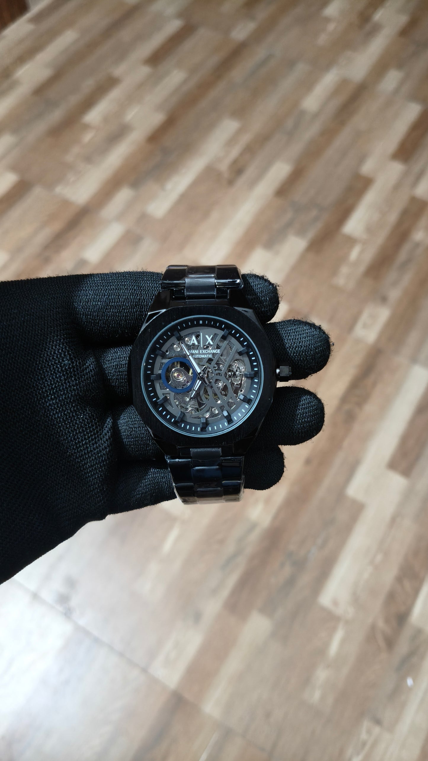 ARMANI EXCHANGE Premium Automatic Skeleton Watch – Stainless Steel Luxury Timepiece