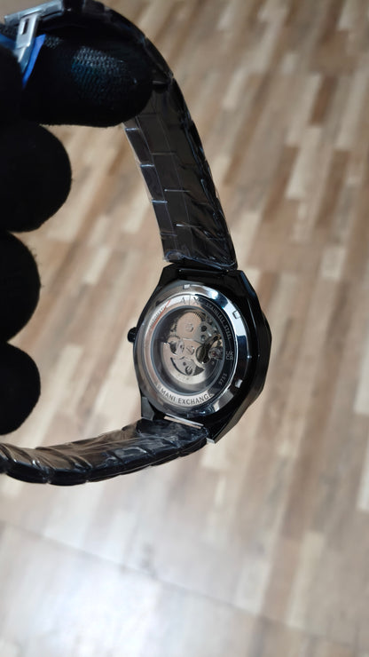 ARMANI EXCHANGE Premium Automatic Skeleton Watch – Stainless Steel Luxury Timepiece