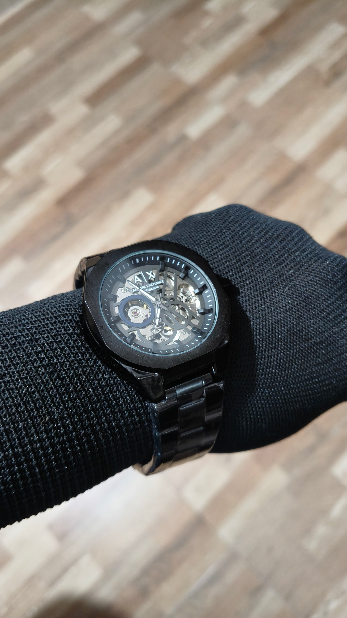 ARMANI EXCHANGE Premium Automatic Skeleton Watch – Stainless Steel Luxury Timepiece