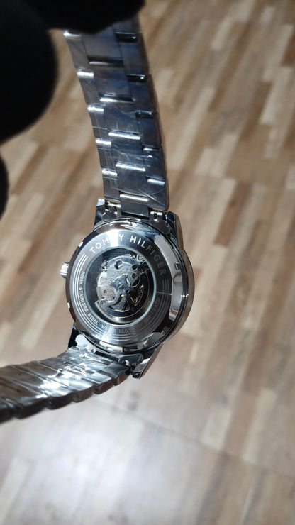 TOMMY HILFIGER Automatic Skeleton White Dial Stainless Steel Watch
